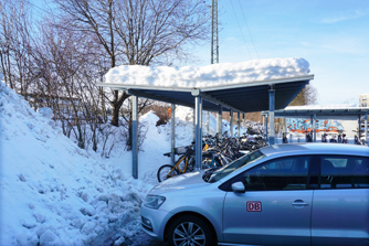 Cykeltak med stor snölast.