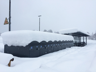 Cykeltak med stor snölast.